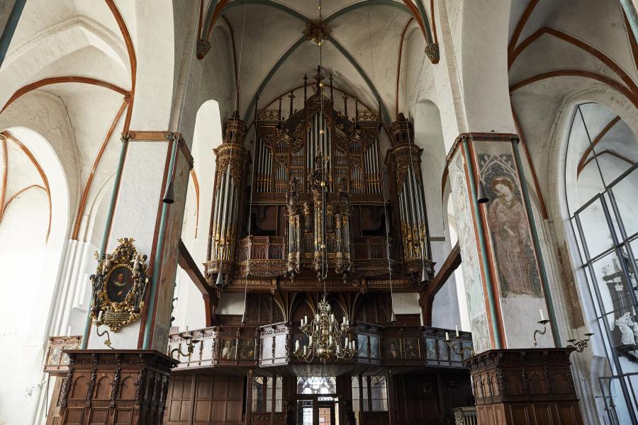 Blick auf die Große Orgel in St. Jakobi Lübeck