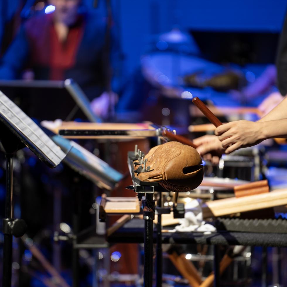 Blick auf Schlagzeuginstrumente