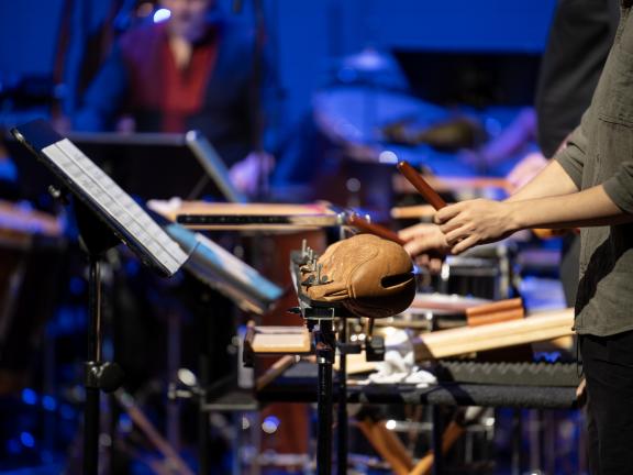 Blick auf Schlagzeuginstrumente